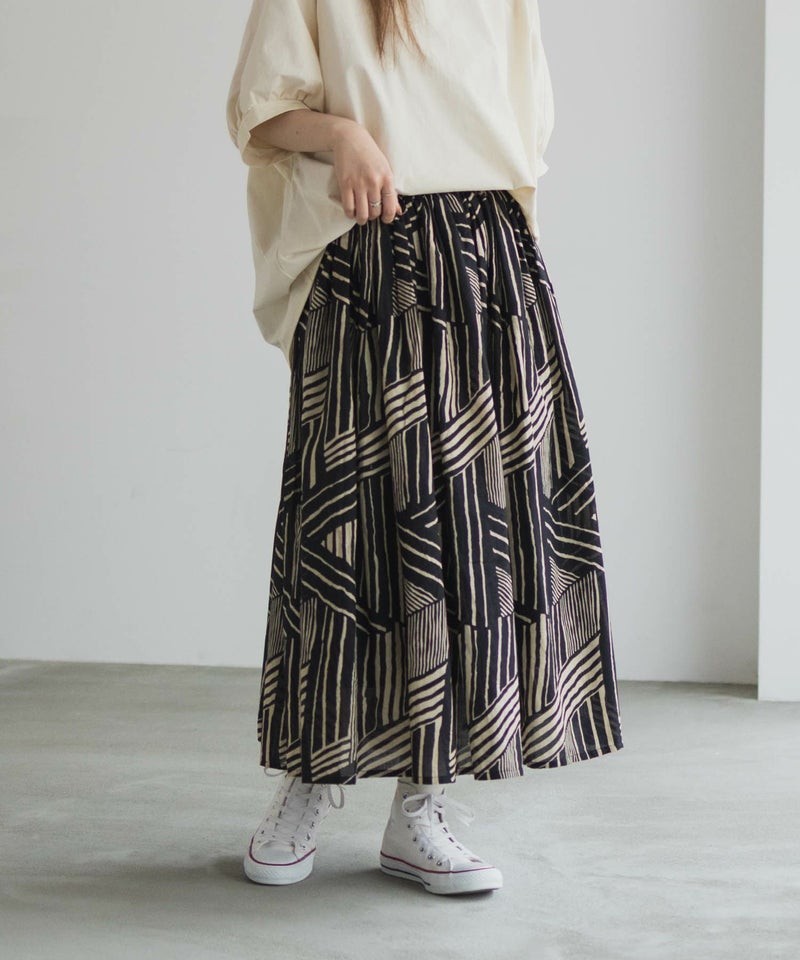 Howdy Marie インドファブリック 綿ボイル総柄スカート レディース商品画像-15