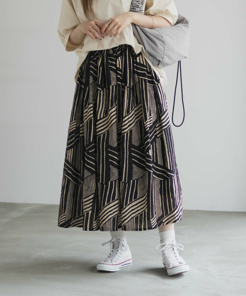 Howdy Marie インドファブリック 綿ボイル総柄スカート レディース商品画像-17