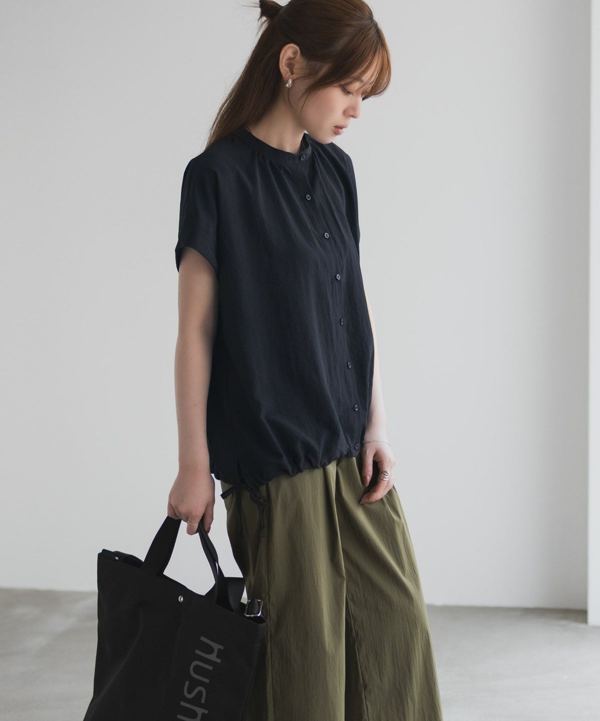 HusHusH バンドカラーブラウス レディース