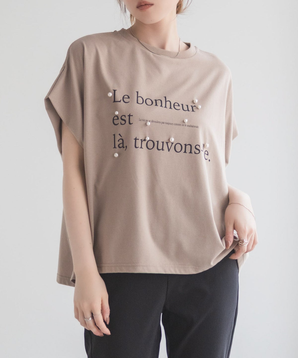 HusHusH パール使いプリントドルマンTシャツ レディース ネコポス 対応商品