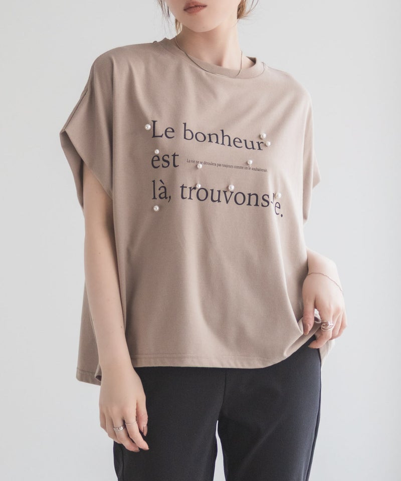 HusHusH パール使いプリントドルマンTシャツ レディース メール便 対応商品商品画像-3