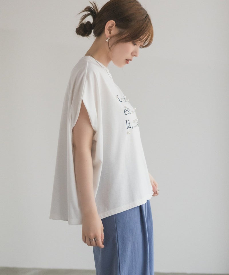 HusHusH パール使いプリントドルマンTシャツ レディース メール便 対応商品商品画像-8