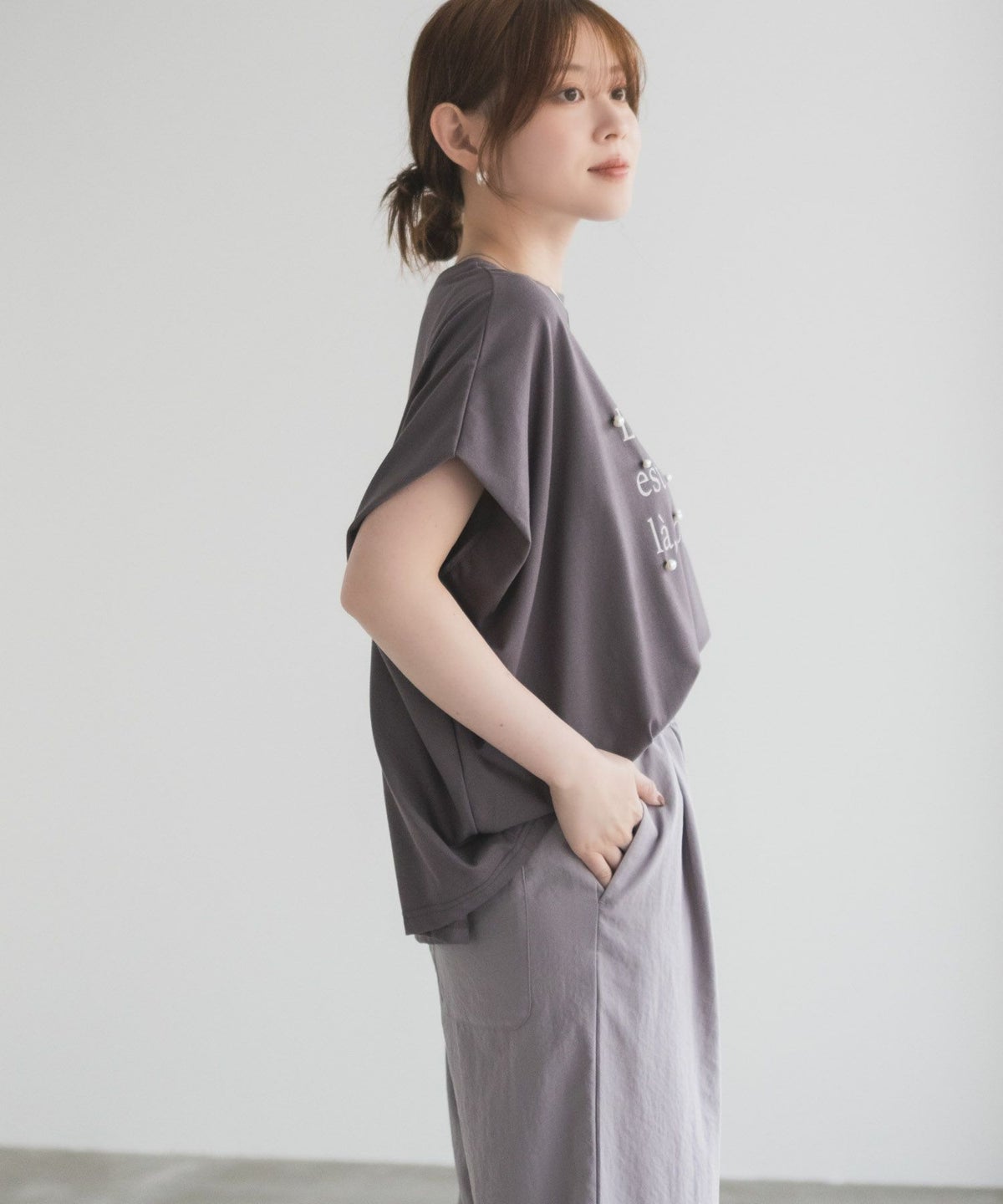 HusHusH パール使いプリントドルマンTシャツ レディース ネコポス 対応商品