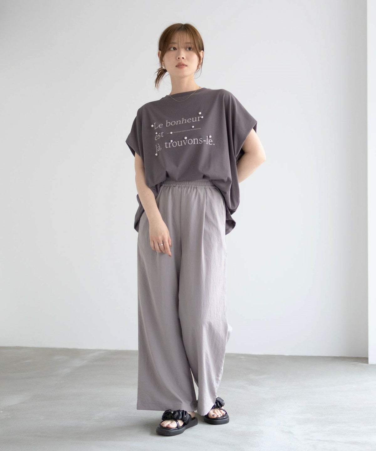 HusHusH パール使いプリントドルマンTシャツ レディース ネコポス 対応商品