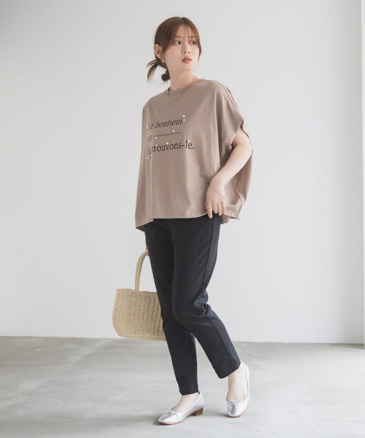 HusHusH パール使いプリントドルマンTシャツ レディース ネコポス 対応商品