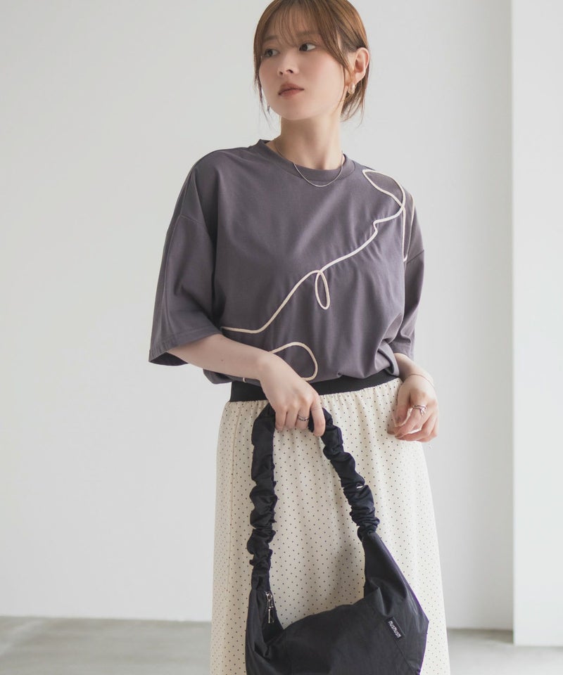 HusHusH  コード刺繍Tシャツ レディース メール便 対応商品商品画像-6