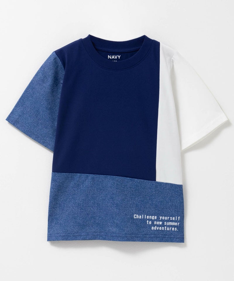 NAVY 切替Tシャツ キッズ メール便 対応商品商品画像-1