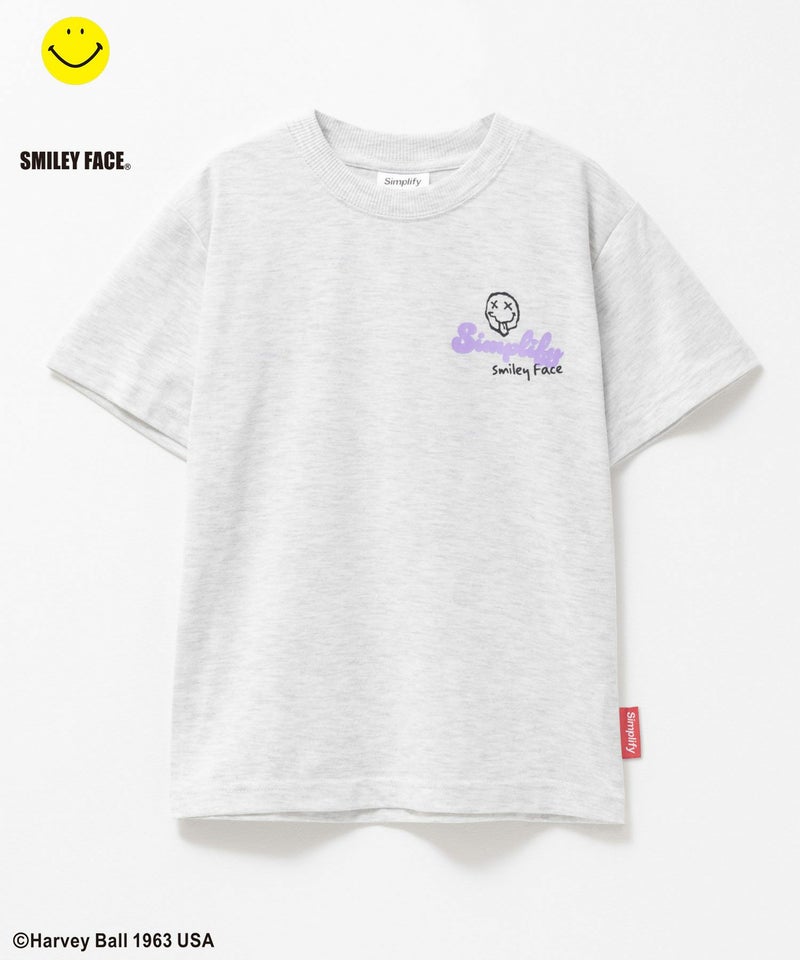 Simplify スマイリーフェイス プリントビッグTシャツ キッズ メール便 対応商品商品画像-4