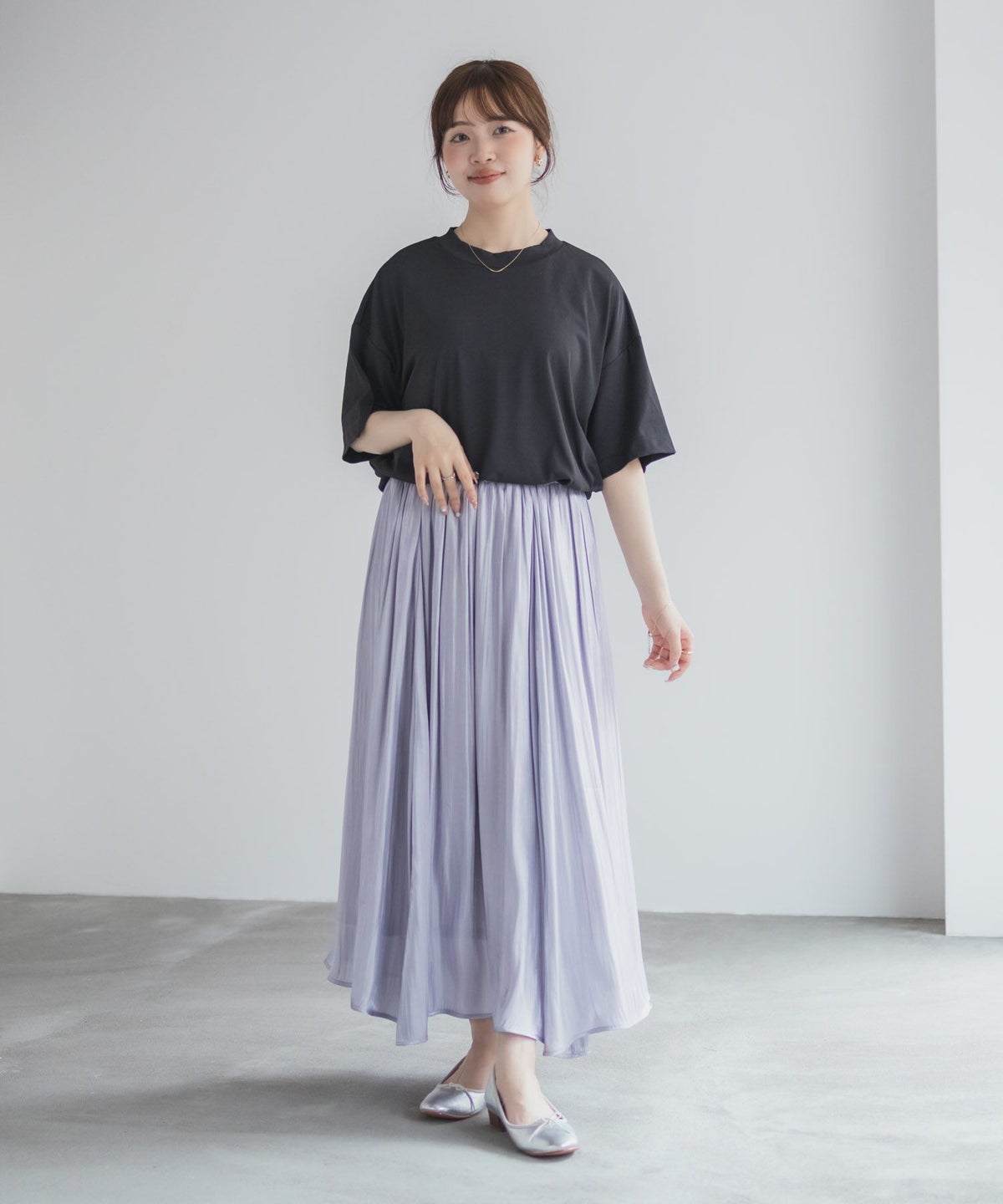 nAvy エブリーT 汗じみ軽減 プチハイネックTシャツ レディース ネコポス 対応商品