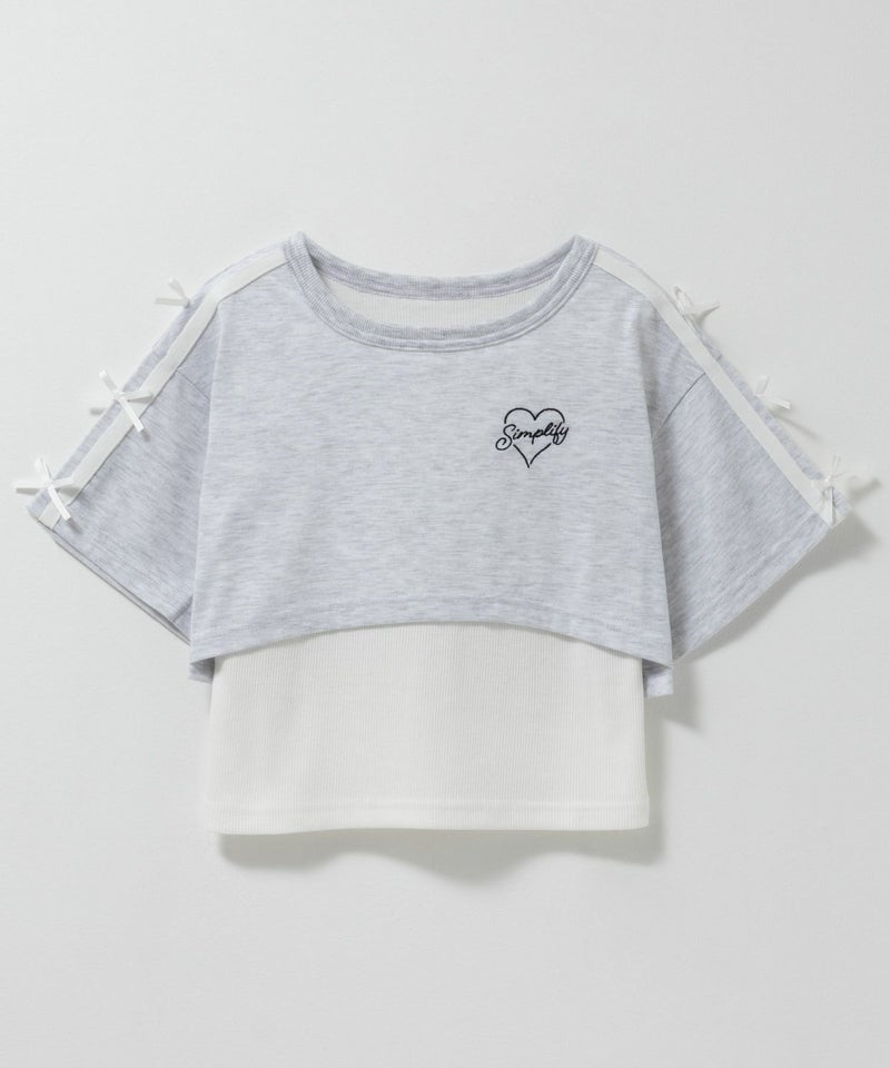 Simplify リボンフェイクレイヤードプルオーバー キッズ メール便 対応商品商品画像-1