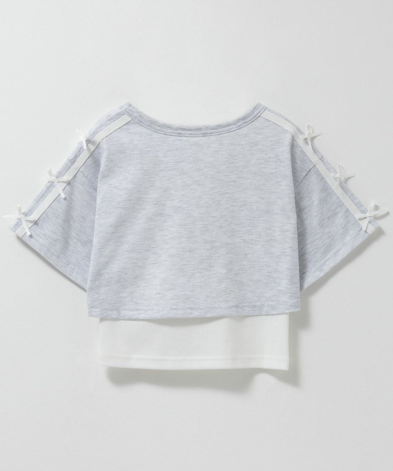 Simplify リボンフェイクレイヤードプルオーバー キッズ メール便 対応商品商品画像-2