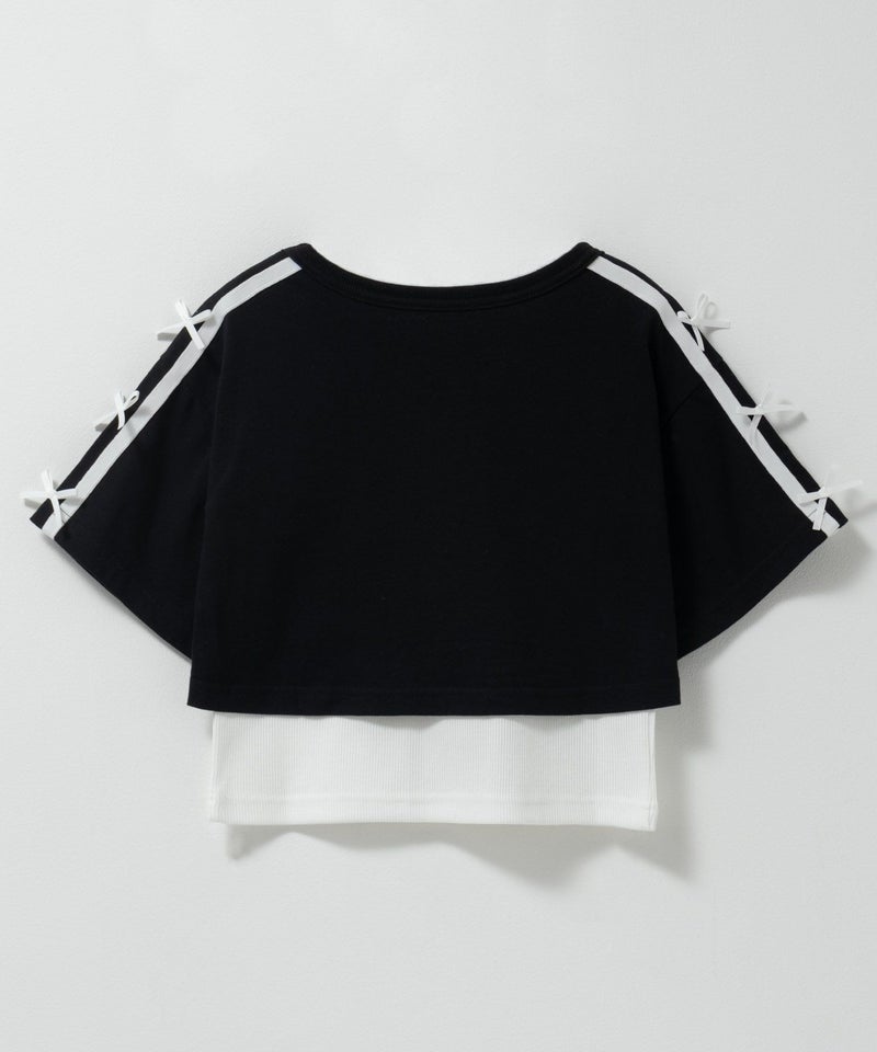 Simplify  リボンフェイクレイヤードプルオーバー キッズ メール便 対応商品商品画像-4