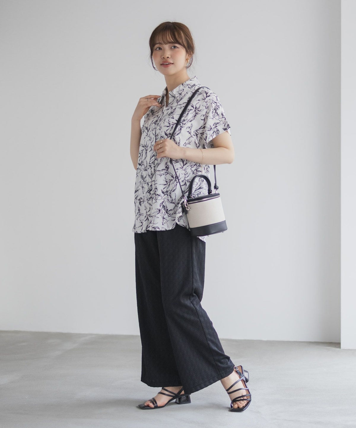 Howdy Marie インドファブリック 前開きフレンチスリーブシャツ レディース