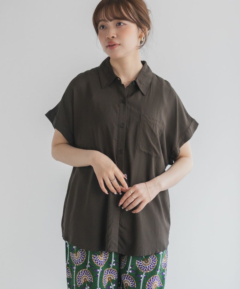 Howdy Marie インドファブリック 前開きフレンチスリーブシャツ レディース商品画像-11