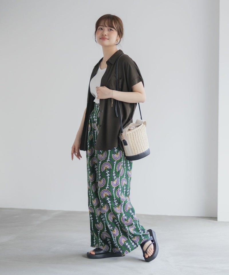 Howdy Marie インドファブリック 前開きフレンチスリーブシャツ レディース商品画像-13