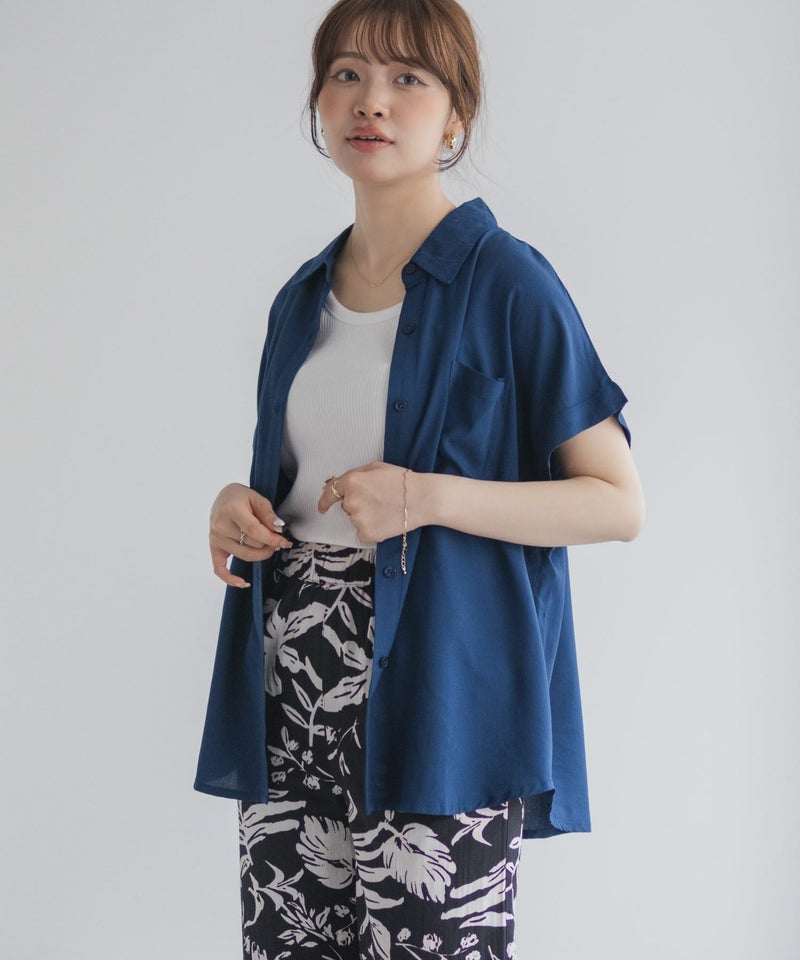 Howdy Marie  インドファブリック 前開きフレンチスリーブシャツ レディース商品画像-14