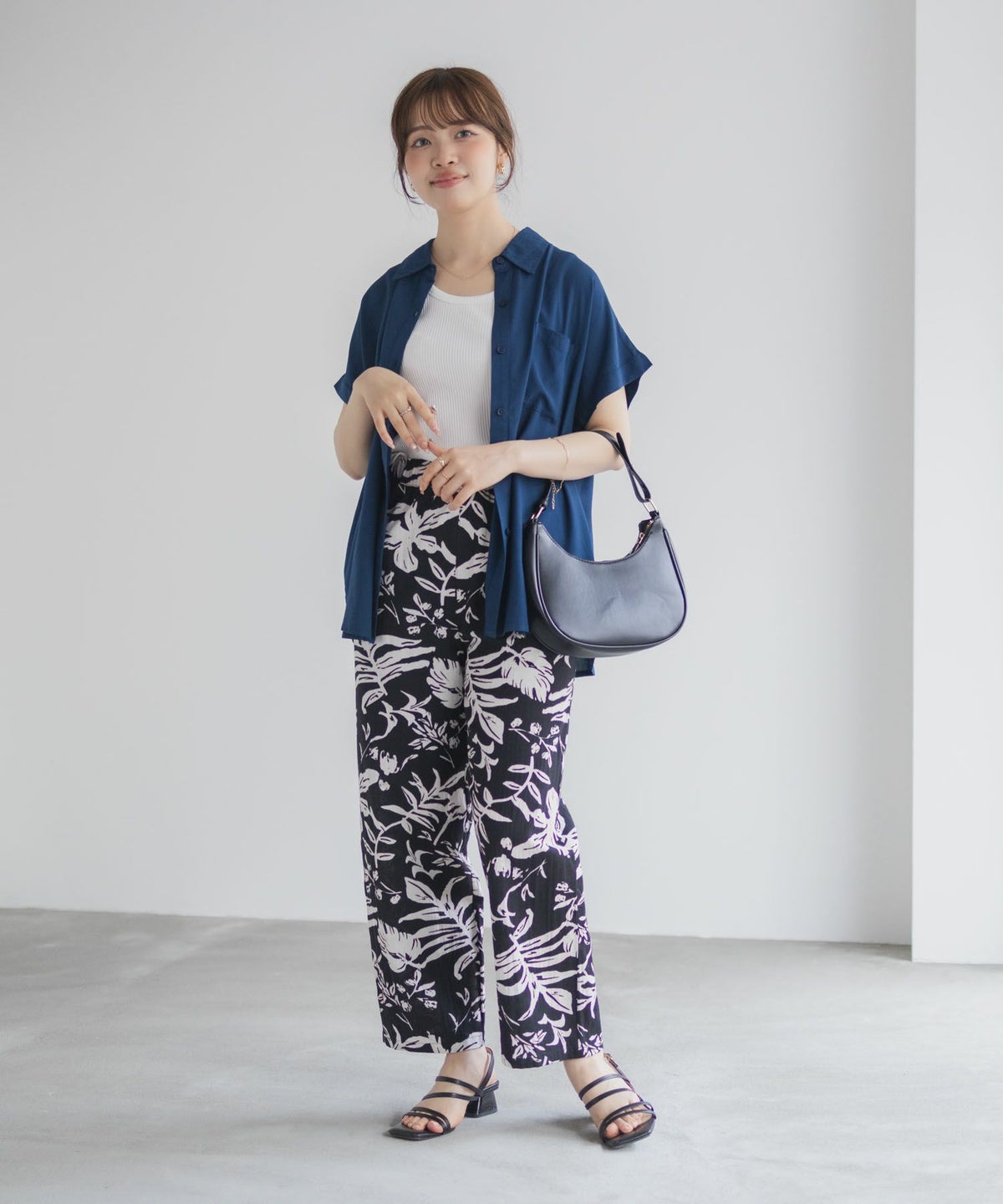 Howdy Marie インドファブリック 前開きフレンチスリーブシャツ レディース