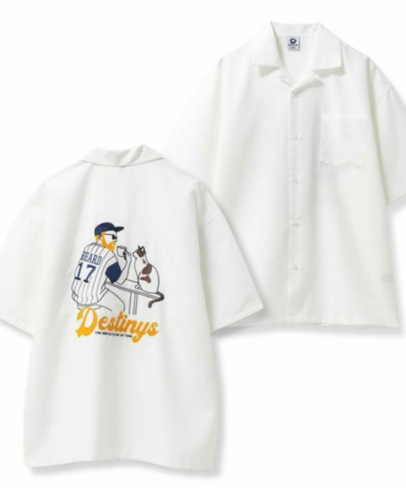 ひげサガラ刺繍半袖シャツ メンズ商品画像-1