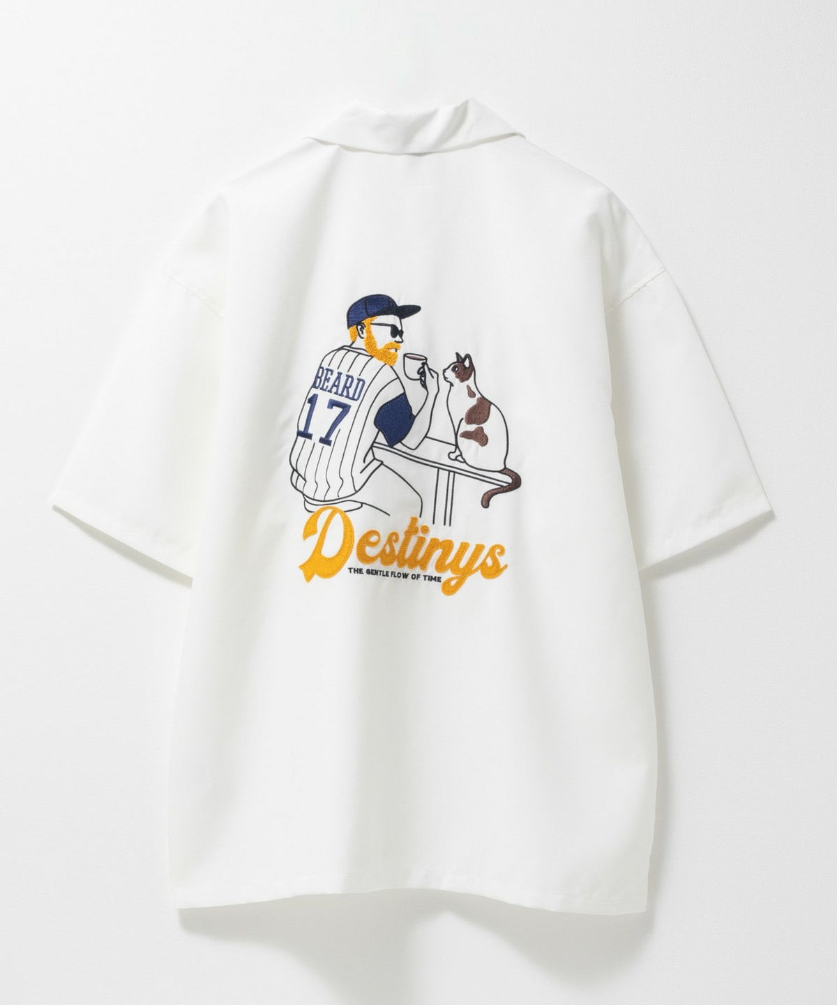 ひげサガラ刺繍半袖シャツ メンズ