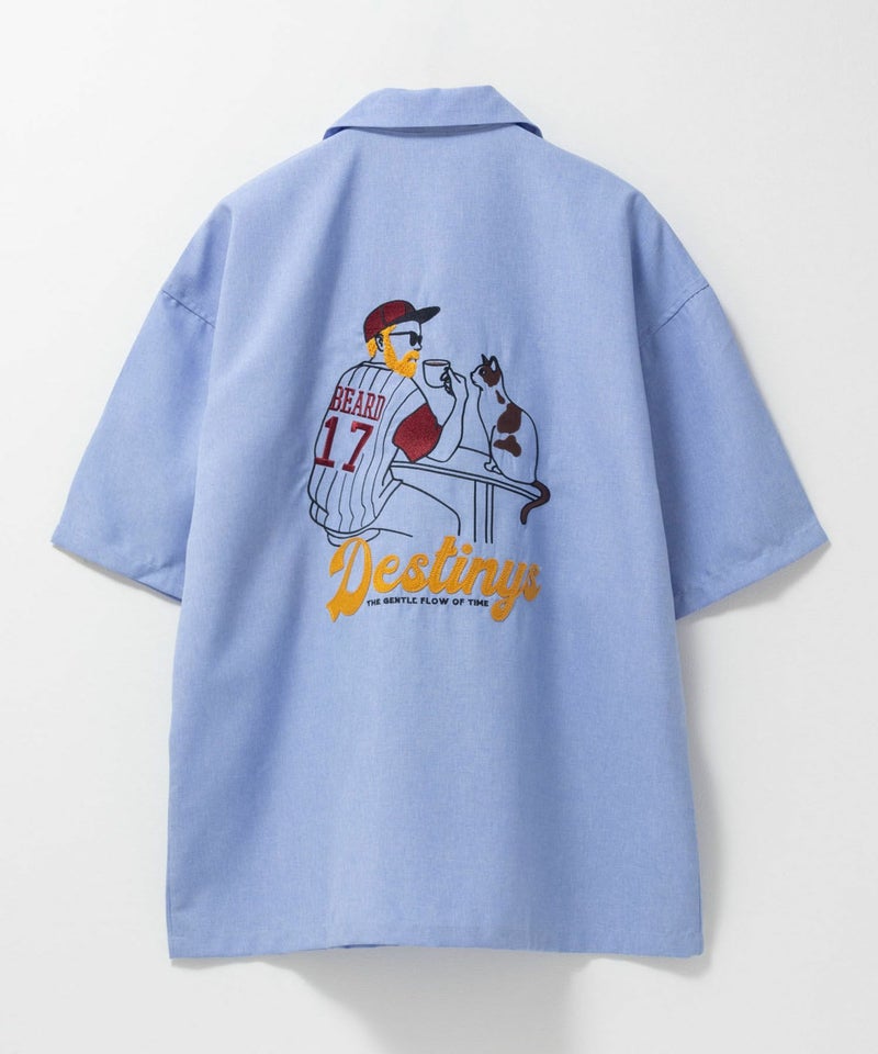 ひげサガラ刺繍半袖シャツ メンズ商品画像-5