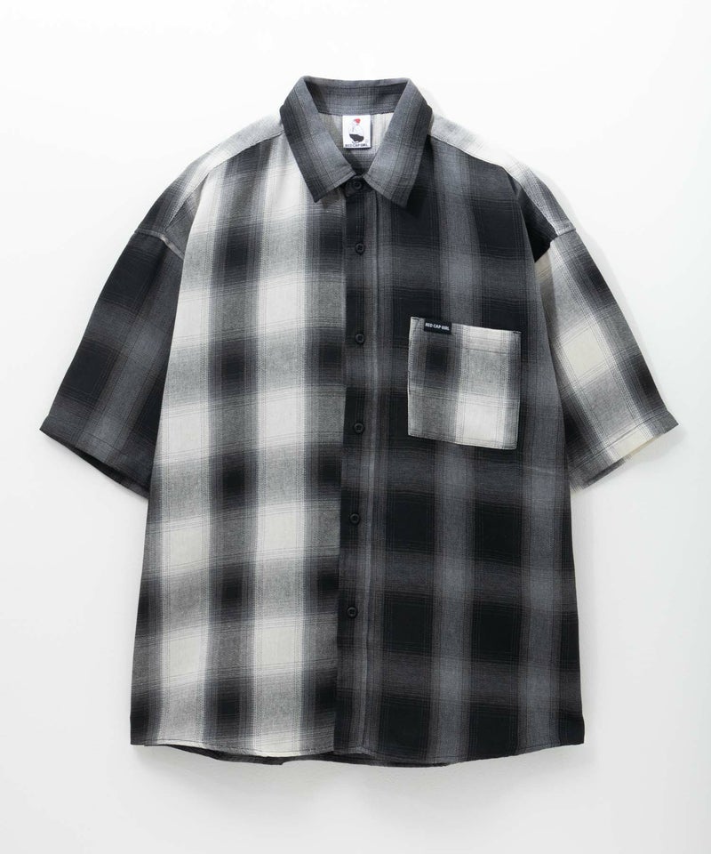RED CAP GIRL  ルーズサイズバックイラストオンブレーチェック半袖シャツ メンズ商品画像-5