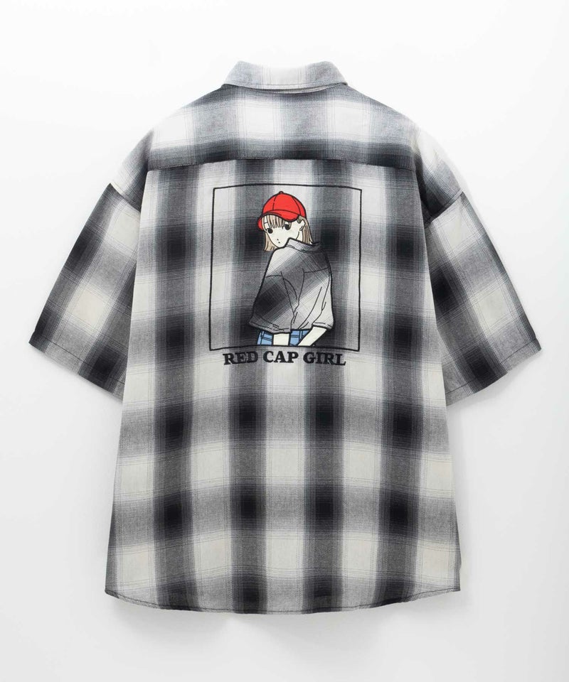 RED CAP GIRL ルーズサイズバックイラストオンブレーチェック半袖シャツ メンズ商品画像-6