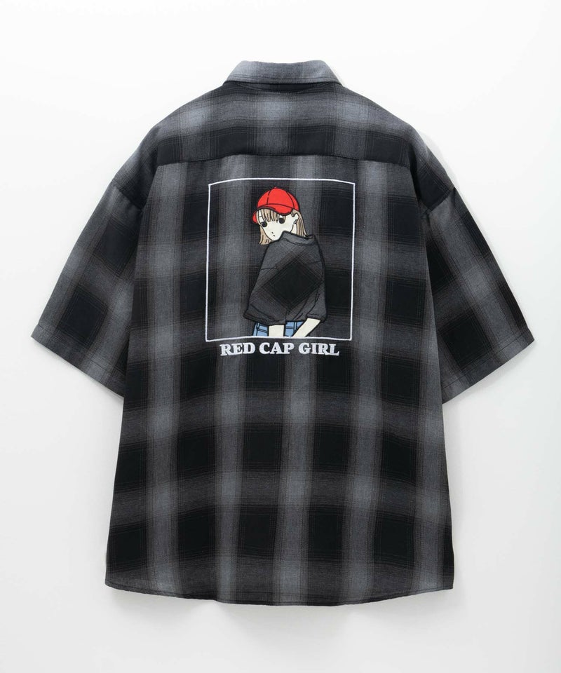 RED CAP GIRL ルーズサイズバックイラストオンブレーチェック半袖シャツ メンズ商品画像-8