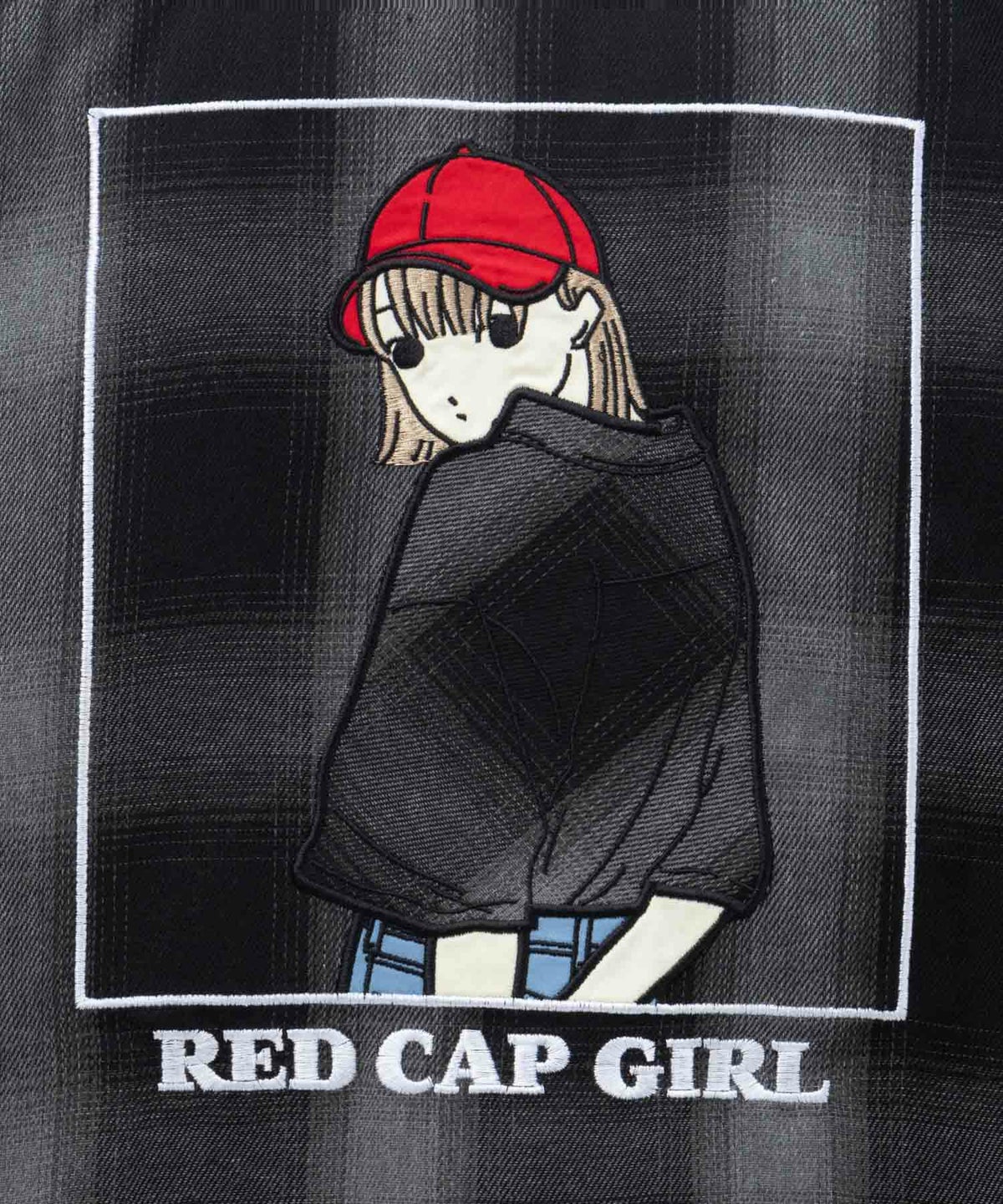 RED CAP GIRL ルーズサイズバックイラストオンブレーチェック半袖シャツ メンズ