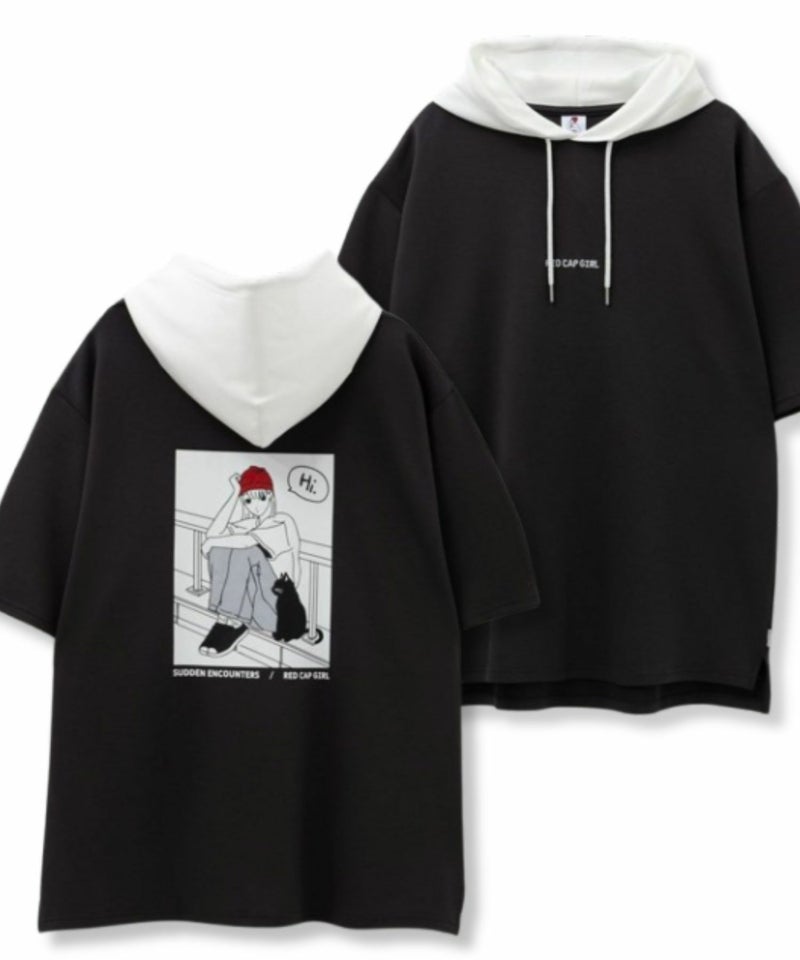 RED CAP GIRL ポンチ素材バックプリントフードTシャツ メンズ商品画像-3