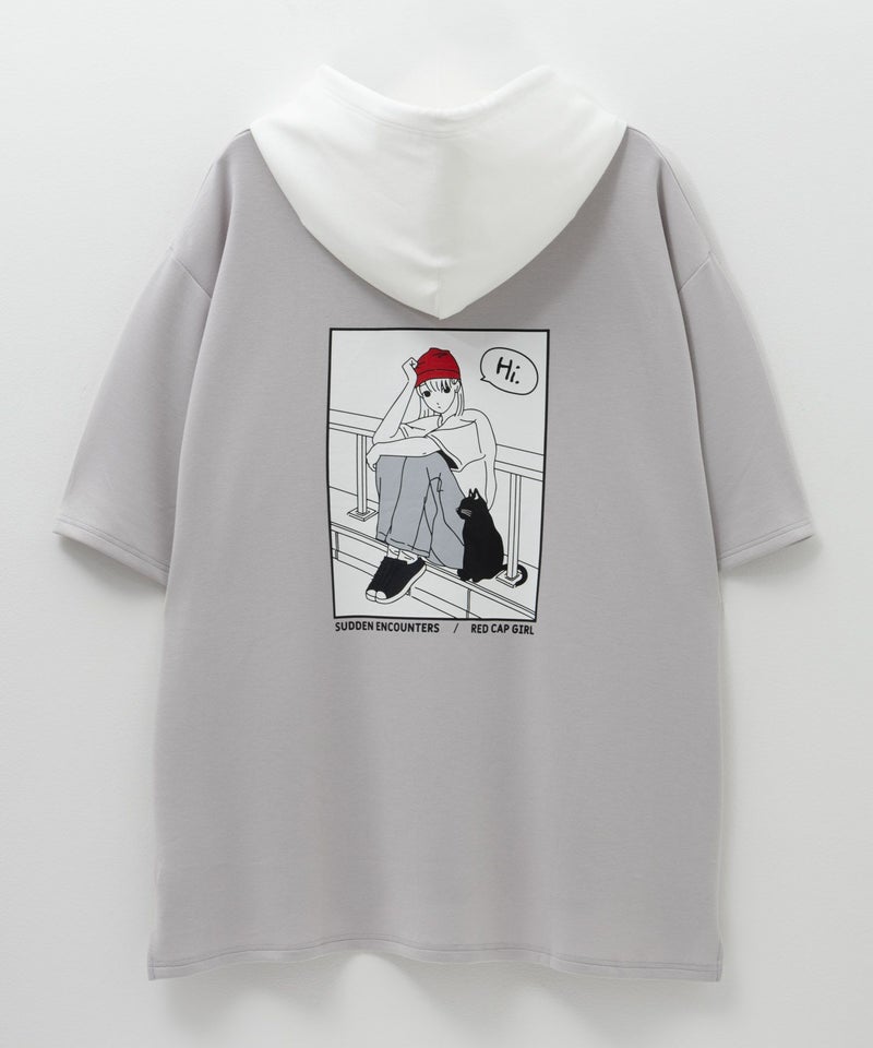 RED CAP GIRL ポンチ素材バックプリントフードTシャツ メンズ商品画像-6