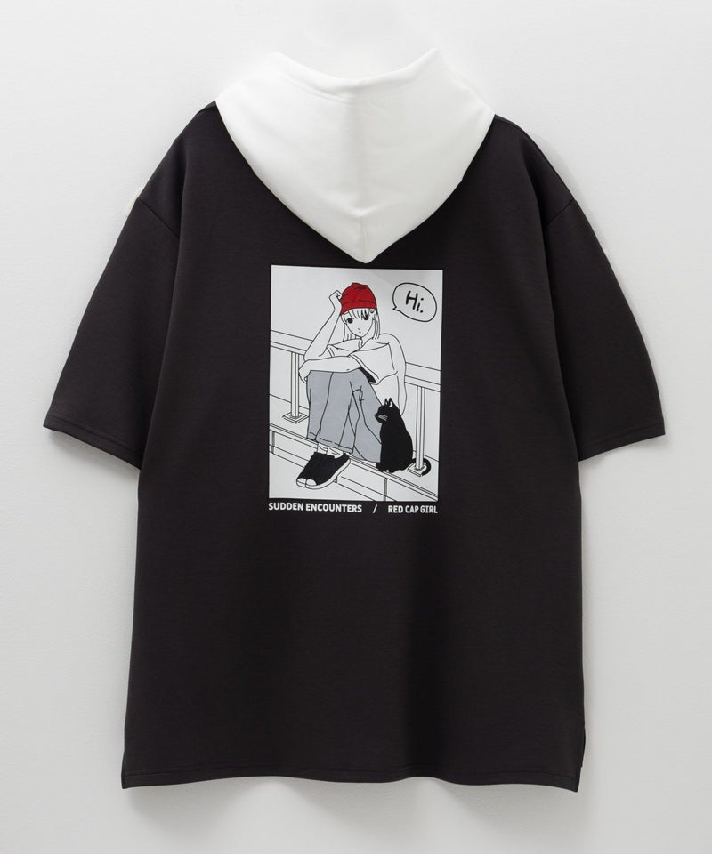 RED CAP GIRL ポンチ素材バックプリントフードTシャツ メンズ商品画像-8