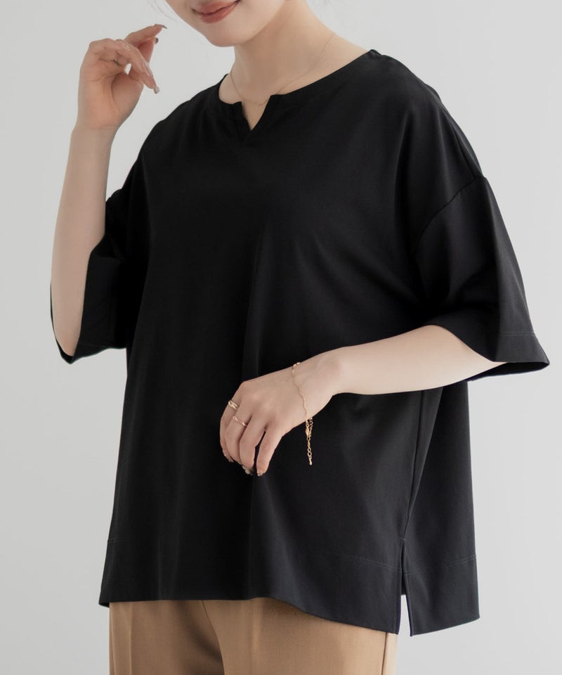 nAvy エブリーT 汗じみ軽減 キーネックTシャツ レディース メール便 対応商品商品画像-3