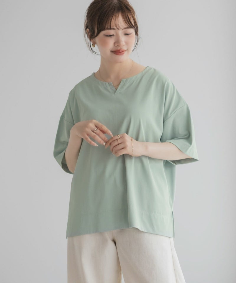 nAvy エブリーT 汗じみ軽減 キーネックTシャツ レディース メール便 対応商品商品画像-6