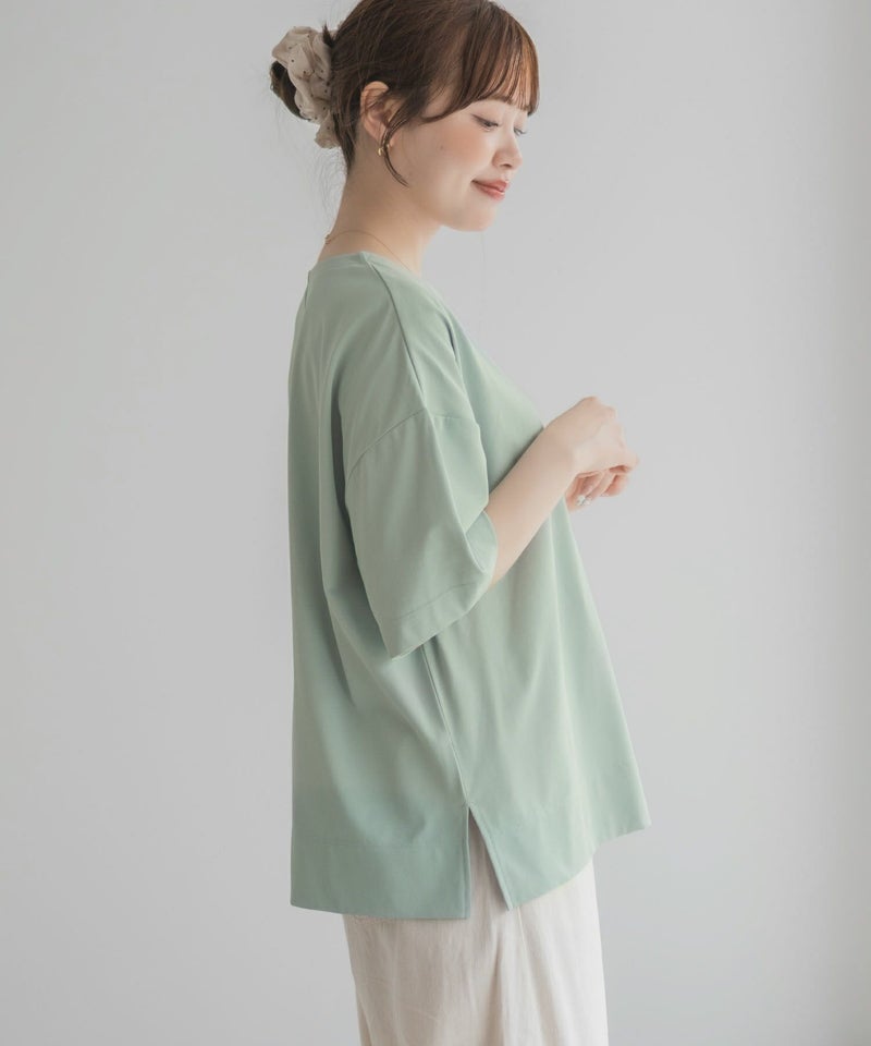 nAvy  エブリーT 汗じみ軽減 キーネックTシャツ レディース メール便 対応商品商品画像-8