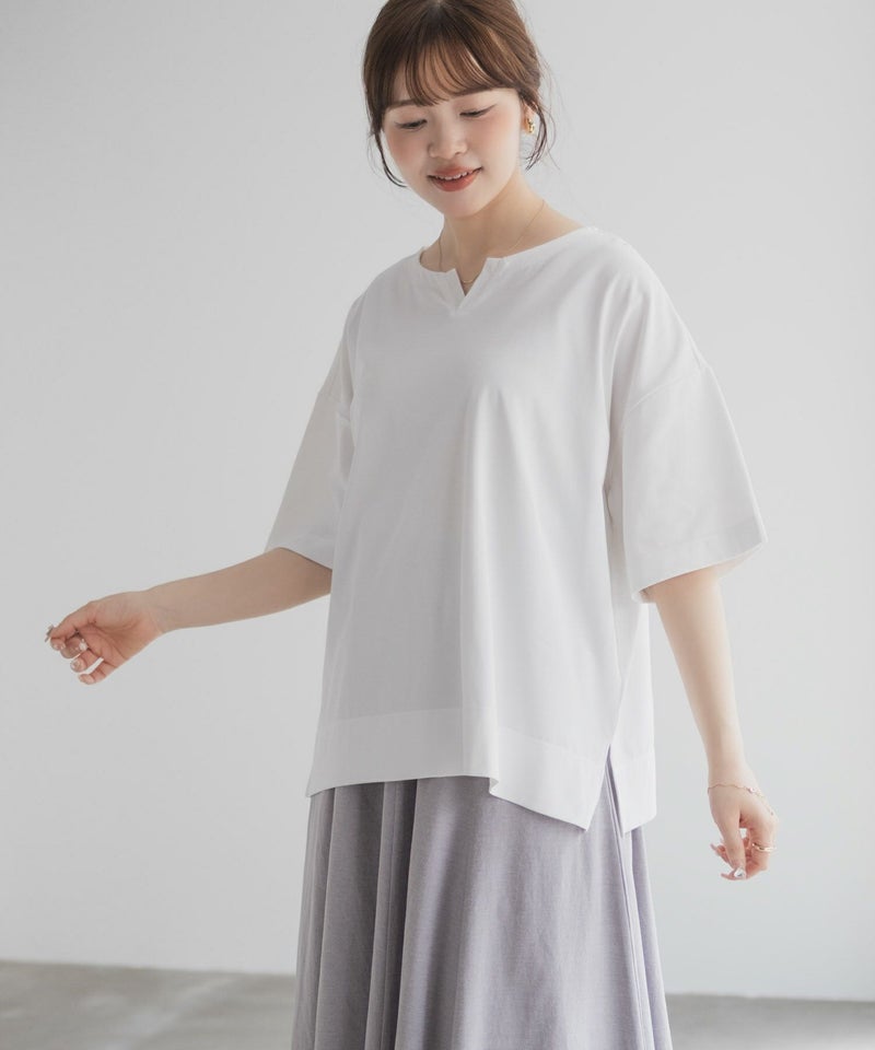 nAvy エブリーT 汗じみ軽減 キーネックTシャツ レディース メール便 対応商品商品画像-11