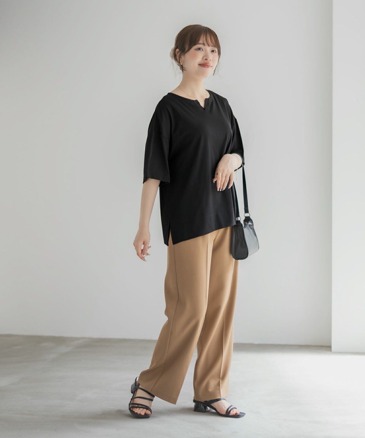 nAvy エブリーT 汗じみ軽減 キーネックTシャツ レディース ネコポス 対応商品