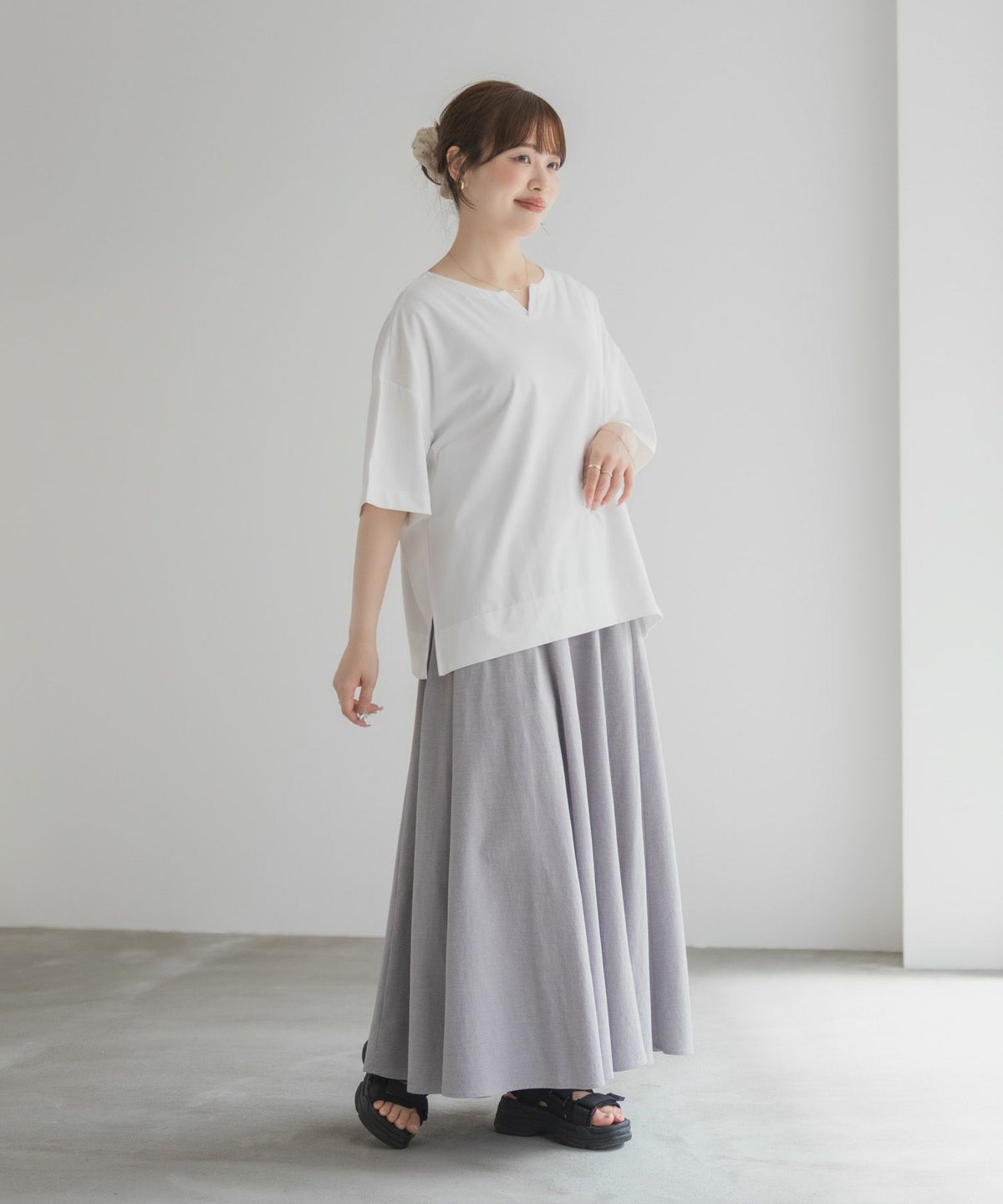 nAvy エブリーT 汗じみ軽減 キーネックTシャツ レディース ネコポス 対応商品