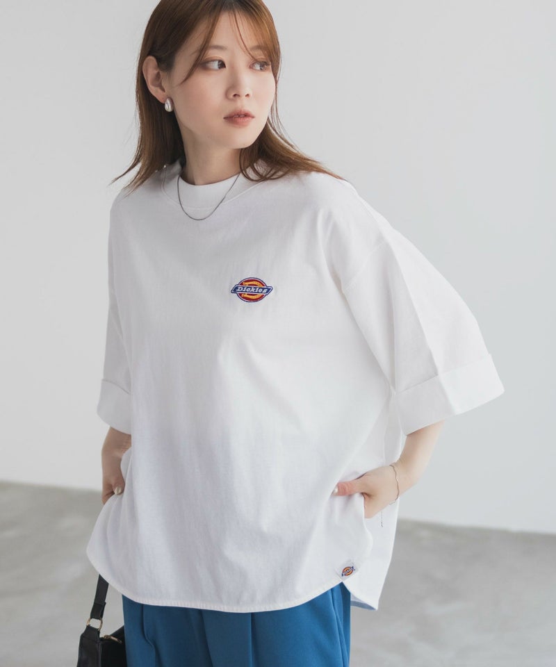Dickies 刺繍6分袖ロールアップTシャツ レディース メール便 対応商品商品画像-2