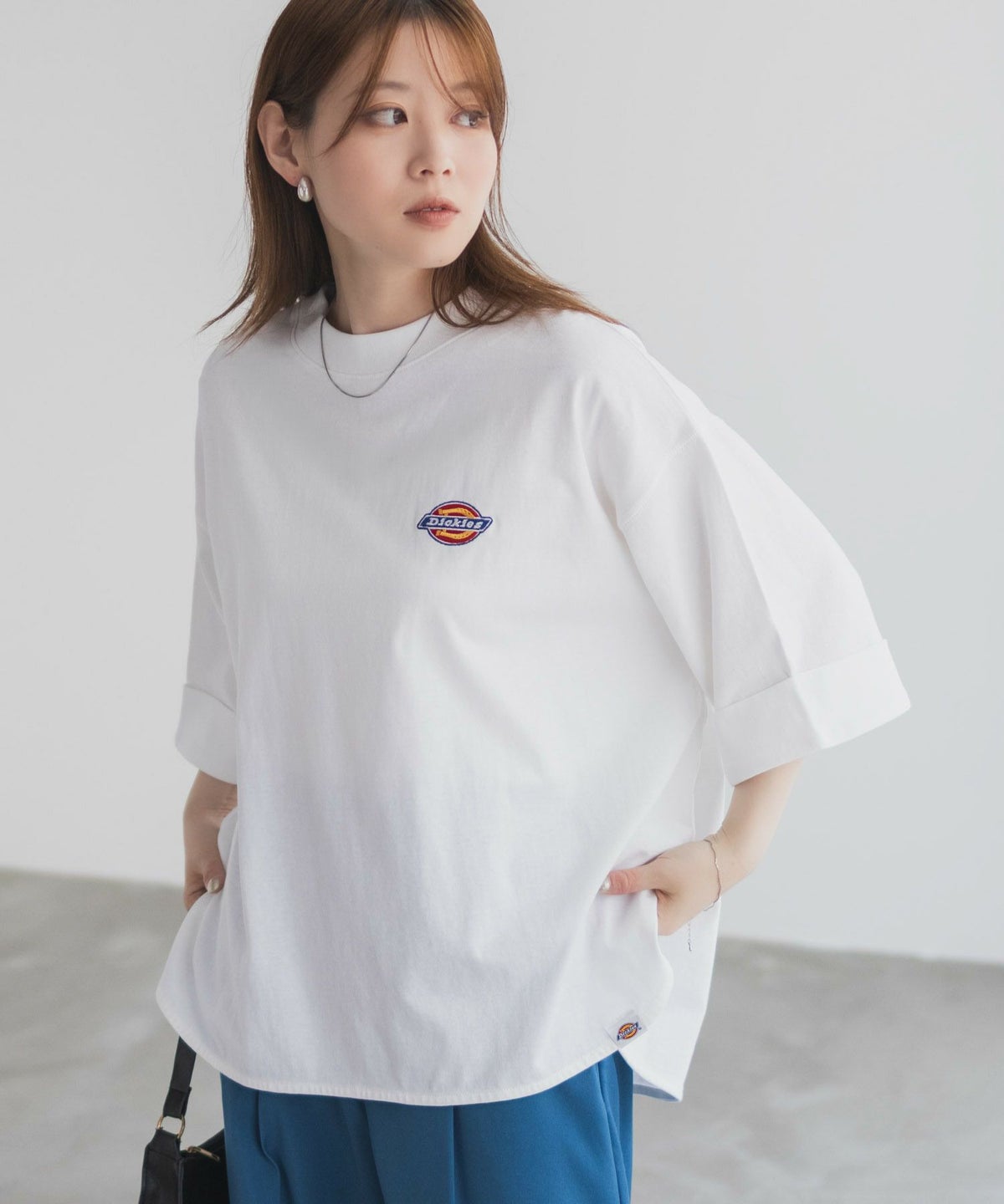 Dickies 刺繍6分袖ロールアップTシャツ レディース ネコポス 対応商品