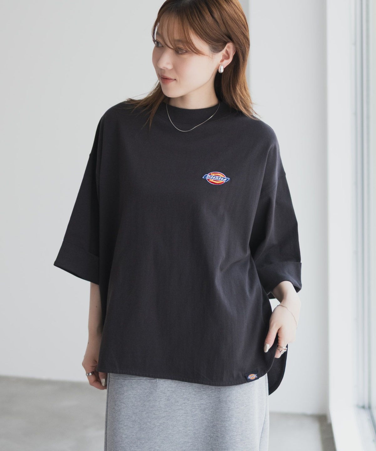 Dickies 刺繍6分袖ロールアップTシャツ レディース ネコポス 対応商品