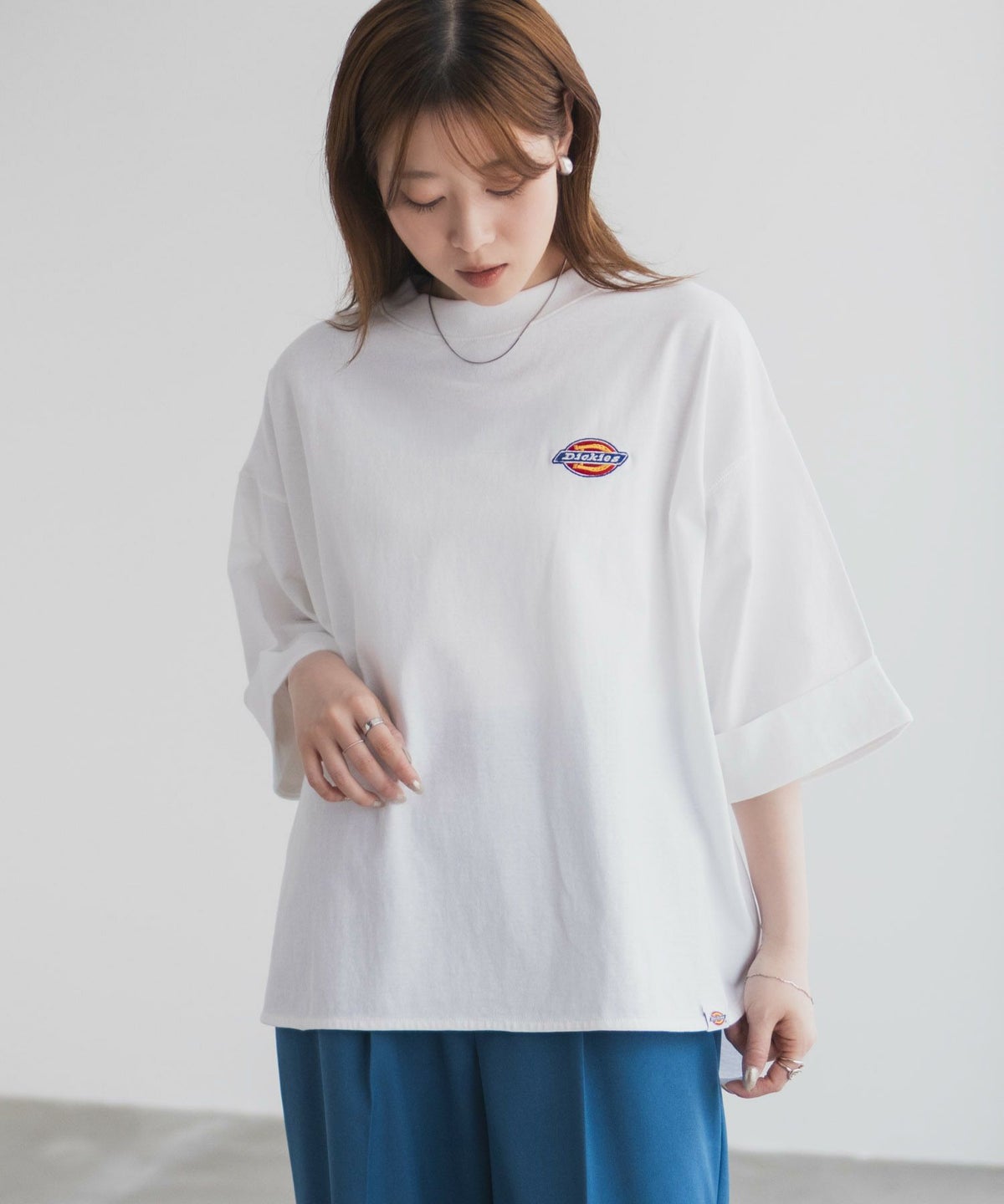 Dickies 刺繍6分袖ロールアップTシャツ レディース ネコポス 対応商品