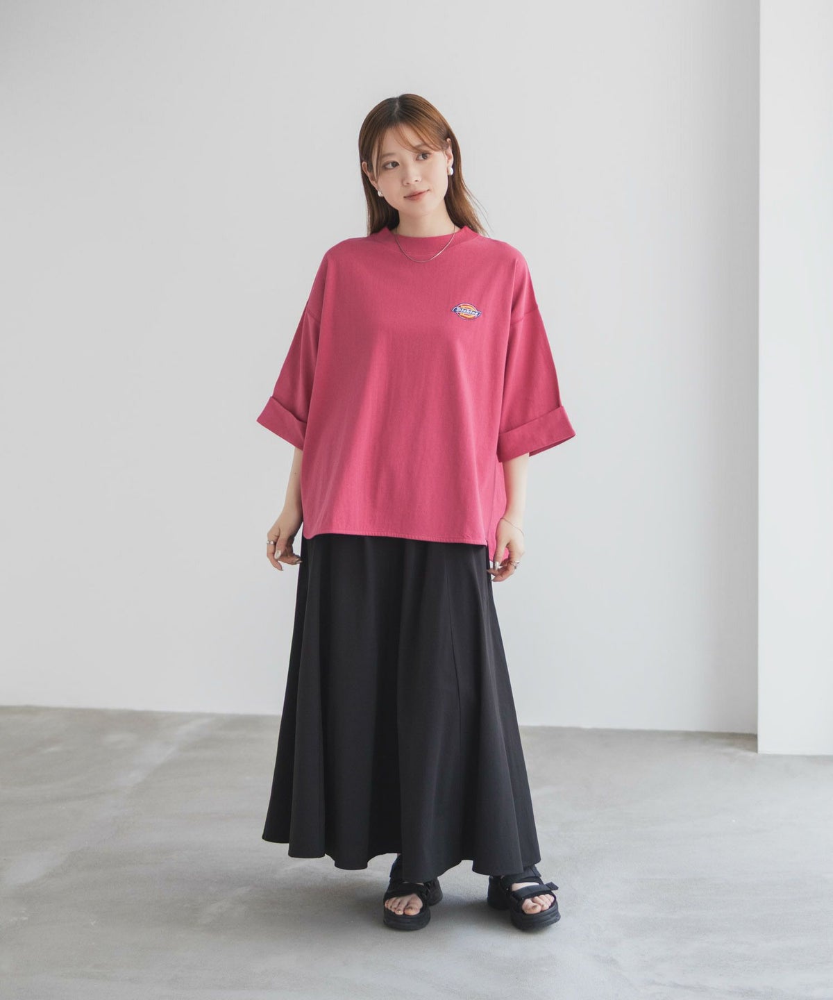 Dickies 刺繍6分袖ロールアップTシャツ レディース ネコポス 対応商品