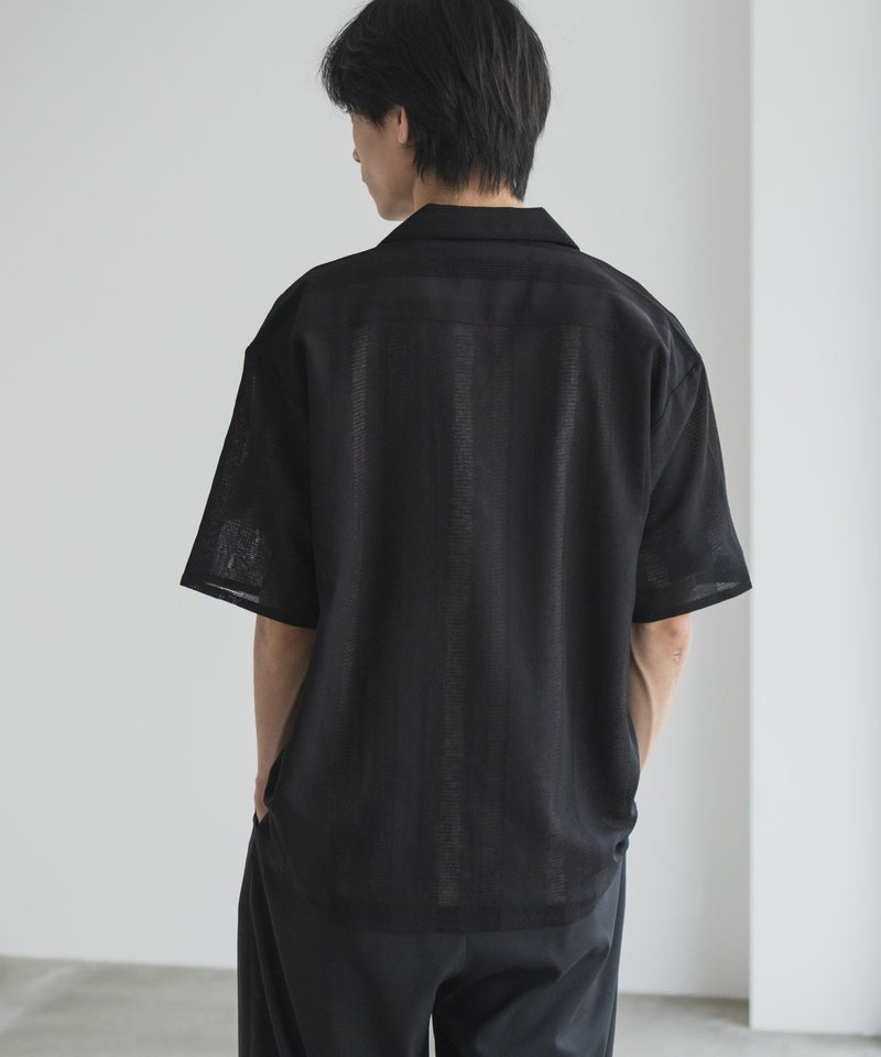 URBAN COLLECTION  カラミ織りストライプ オープンカラーシャツ メンズ商品画像-9