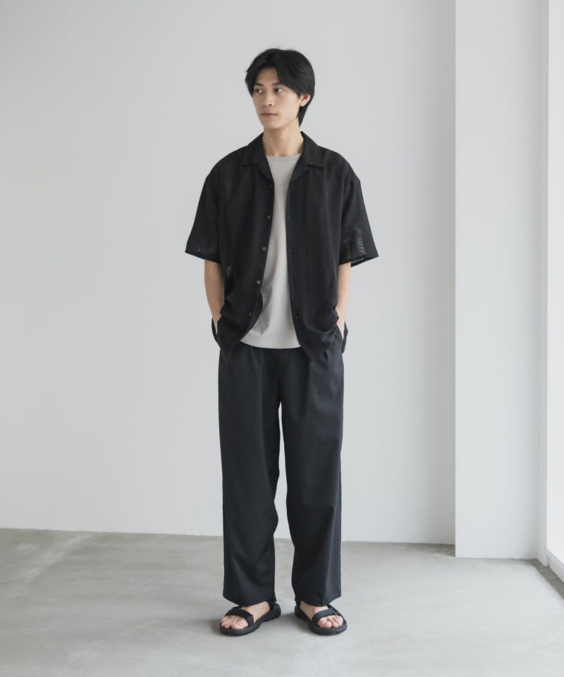 URBAN COLLECTION カラミ織りストライプ オープンカラーシャツ メンズ商品画像-10