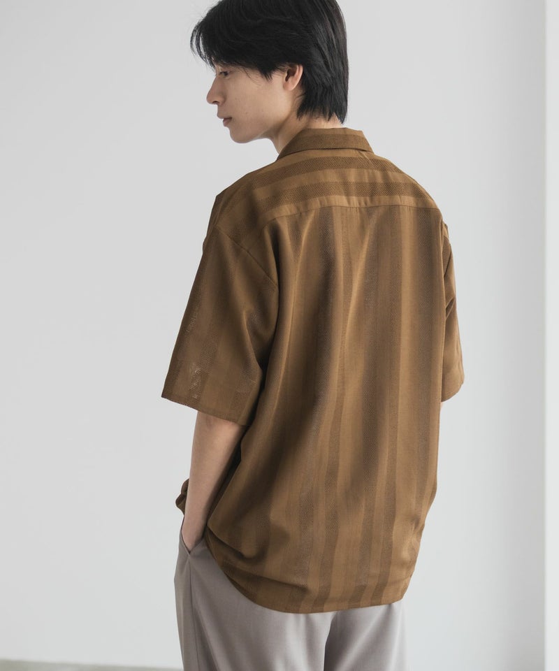 URBAN COLLECTION カラミ織りストライプ オープンカラーシャツ メンズ商品画像-19