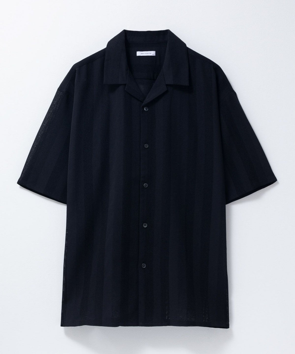 URBAN COLLECTION カラミ織りストライプ オープンカラーシャツ メンズ