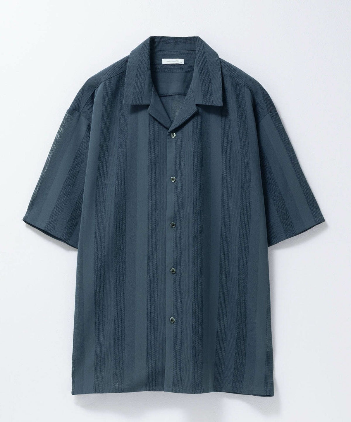URBAN COLLECTION カラミ織りストライプ オープンカラーシャツ メンズ