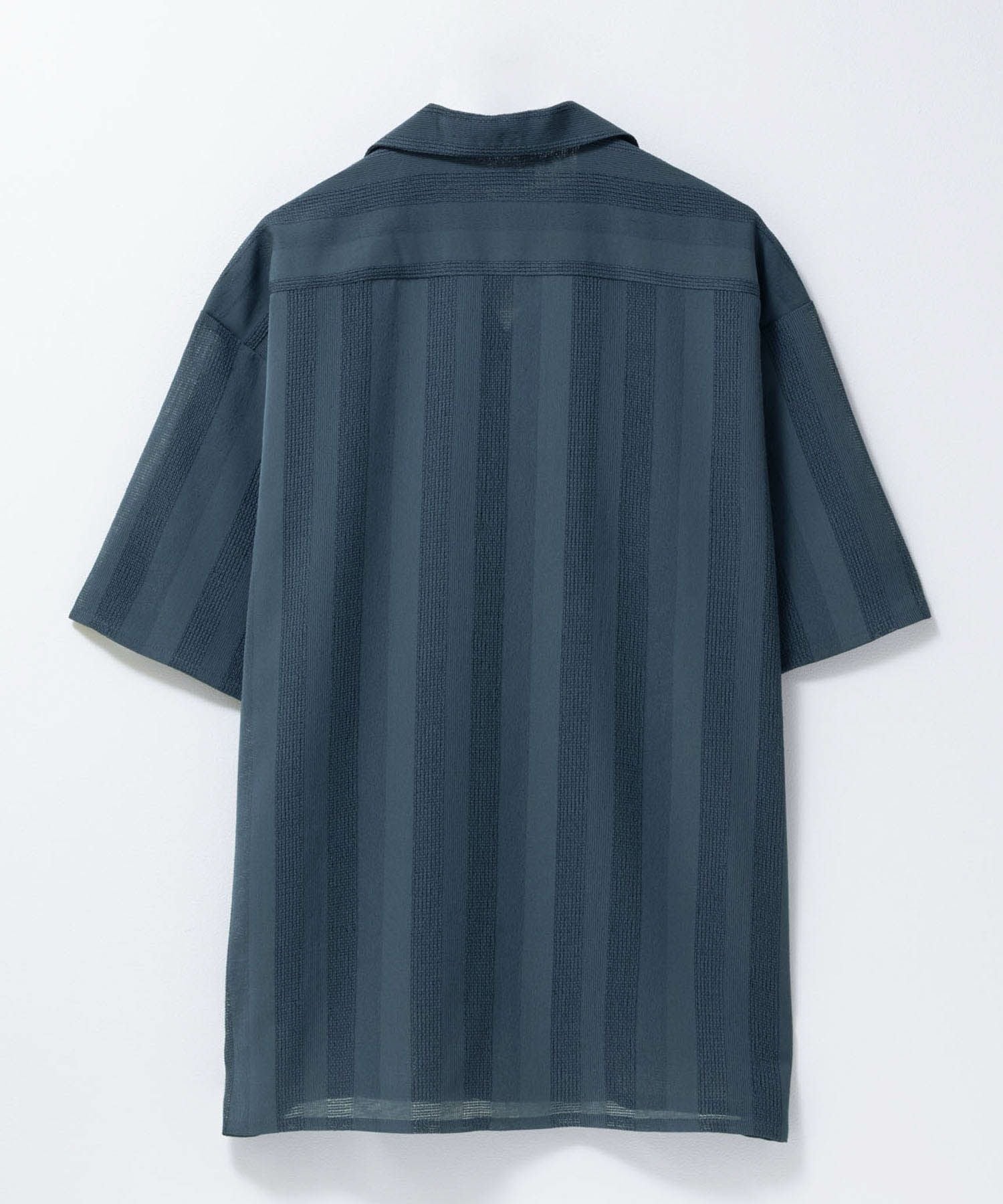 URBAN COLLECTION カラミ織りストライプ オープンカラーシャツ メンズ