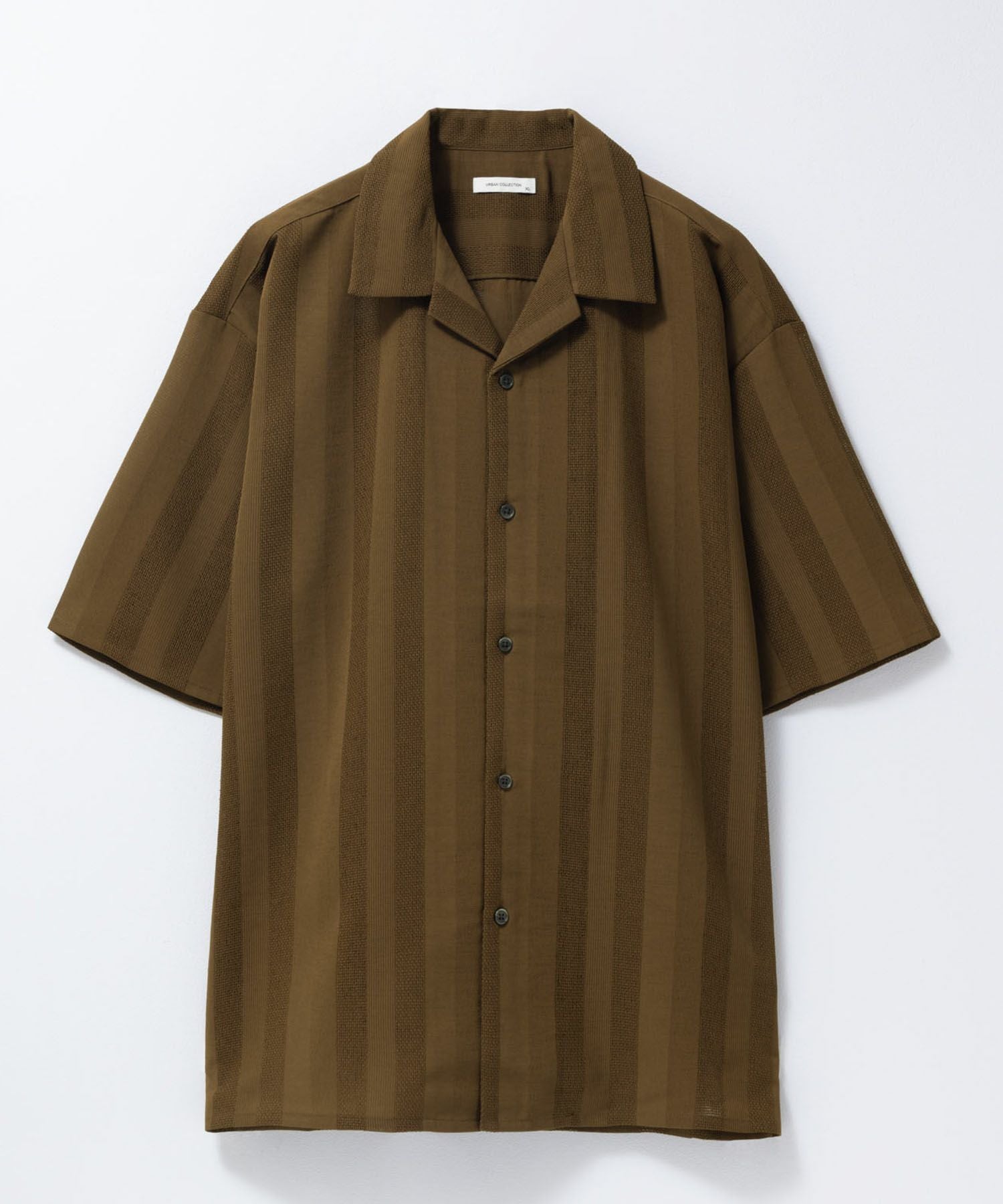 URBAN COLLECTION カラミ織りストライプ オープンカラーシャツ メンズ