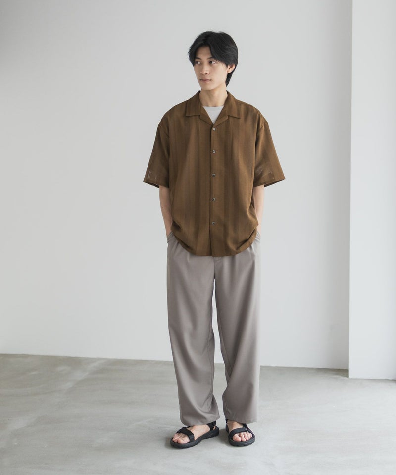 URBAN COLLECTION カラミ織りストライプ オープンカラーシャツ メンズ商品画像-31